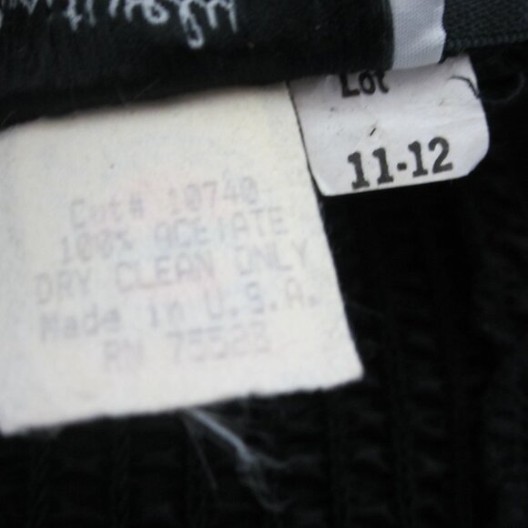 Vintage 70s Positively Ellen Dress Black Taffeta Drop Waist Collared Size 11/12 - Picture 8 of 8